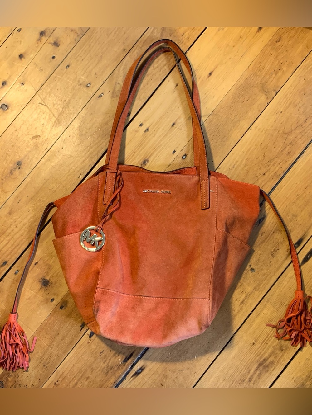 Michael Kors Suede Orange Ashbury Tote